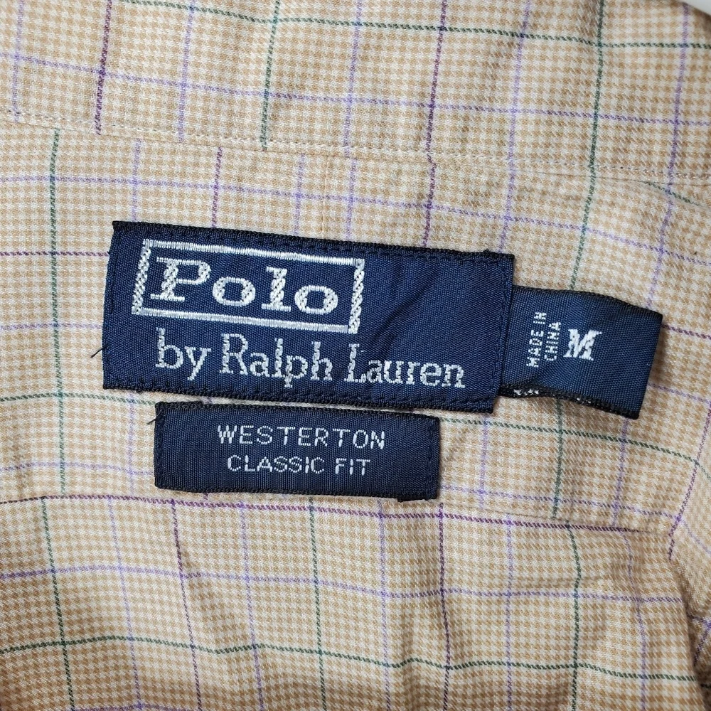 Polo Ralph Lauren Long Sleeve Button Shirt Men's M Orange Plaid